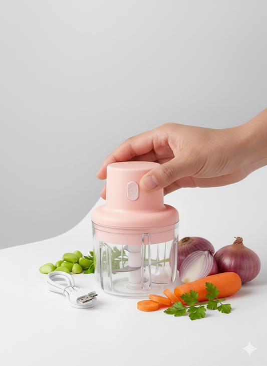 The 10-Second Portable Mini Chopper: USB Rechargeable Garlic, Onion & Veggie Prep.