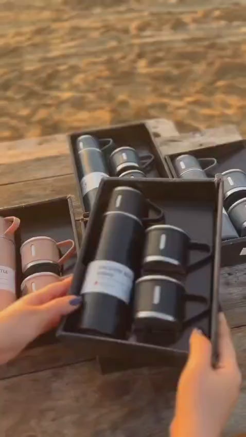 Diwali Gift Combo – Premium Stainless Steel Vacuum Flask Set (1 Flask + 2 Cups) with Stylish Nice Water Bottle (1000 ml)